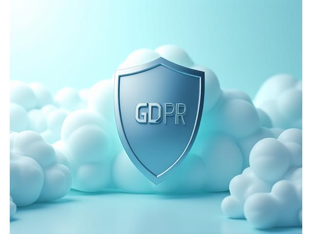 Ασπίδα προστασίας δεδομένων με το λογότυπο GDPR και ασφαλές cloud